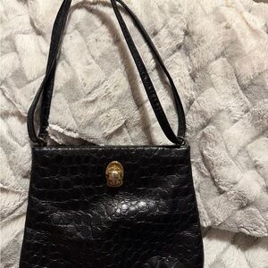 Vintage 1960’s Ruth Saltz Elegant Black Crocodile-Embossed Women's Bag Looks New